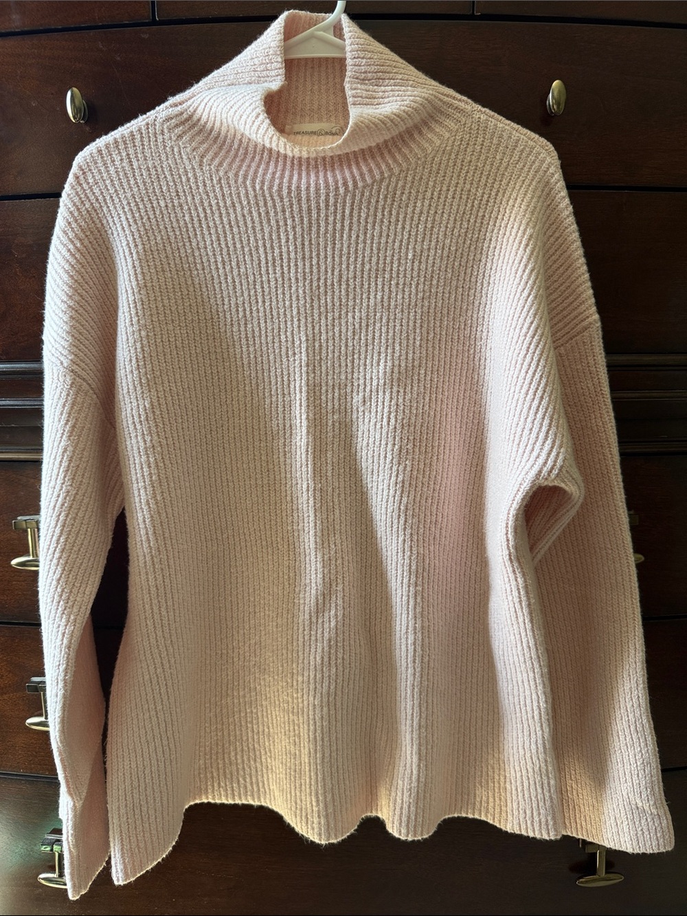 Treasure & Bond Soft Ribbed Cowl Sweater - Blush